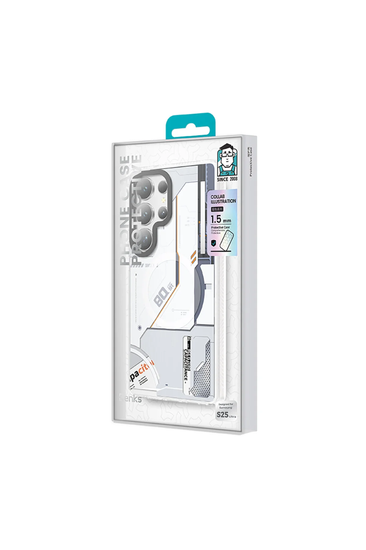 کاور و قاب GALAXY S25 ULTRA CASE MAGSAFE شارژ BENKS SERIES MECHAL COVER WHITE بنکس Benks
