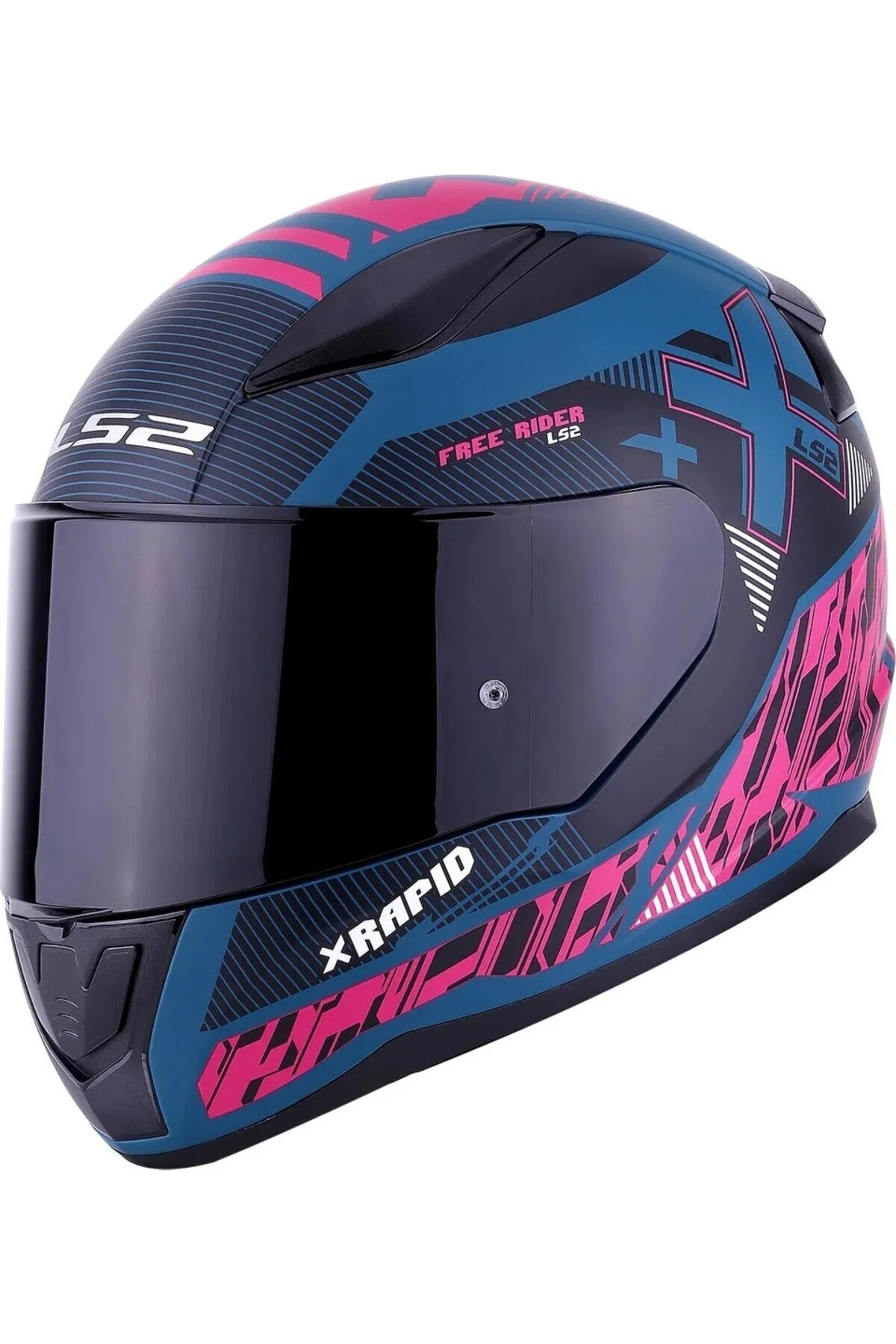 کلاه کاسکت موتورسیکلت بنفش 2 XTREET MATTE BLUE MOR FULLFACE HELMET با لعاب سیاه LS2