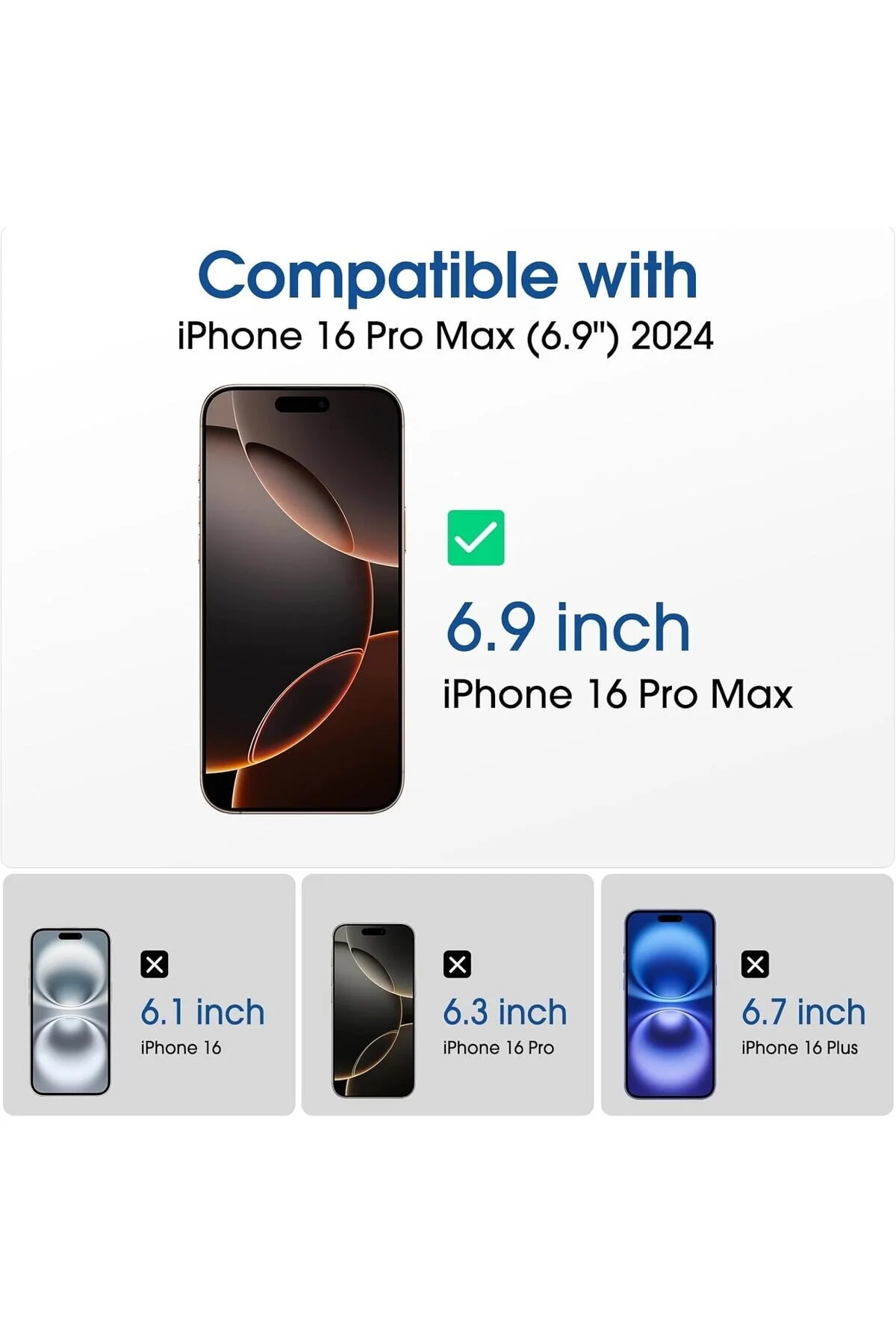 محافظ صفحه نمایش 2 شیشه + لنز و دوربین سازگار با IPHONE 16 PRO MAX EVAX