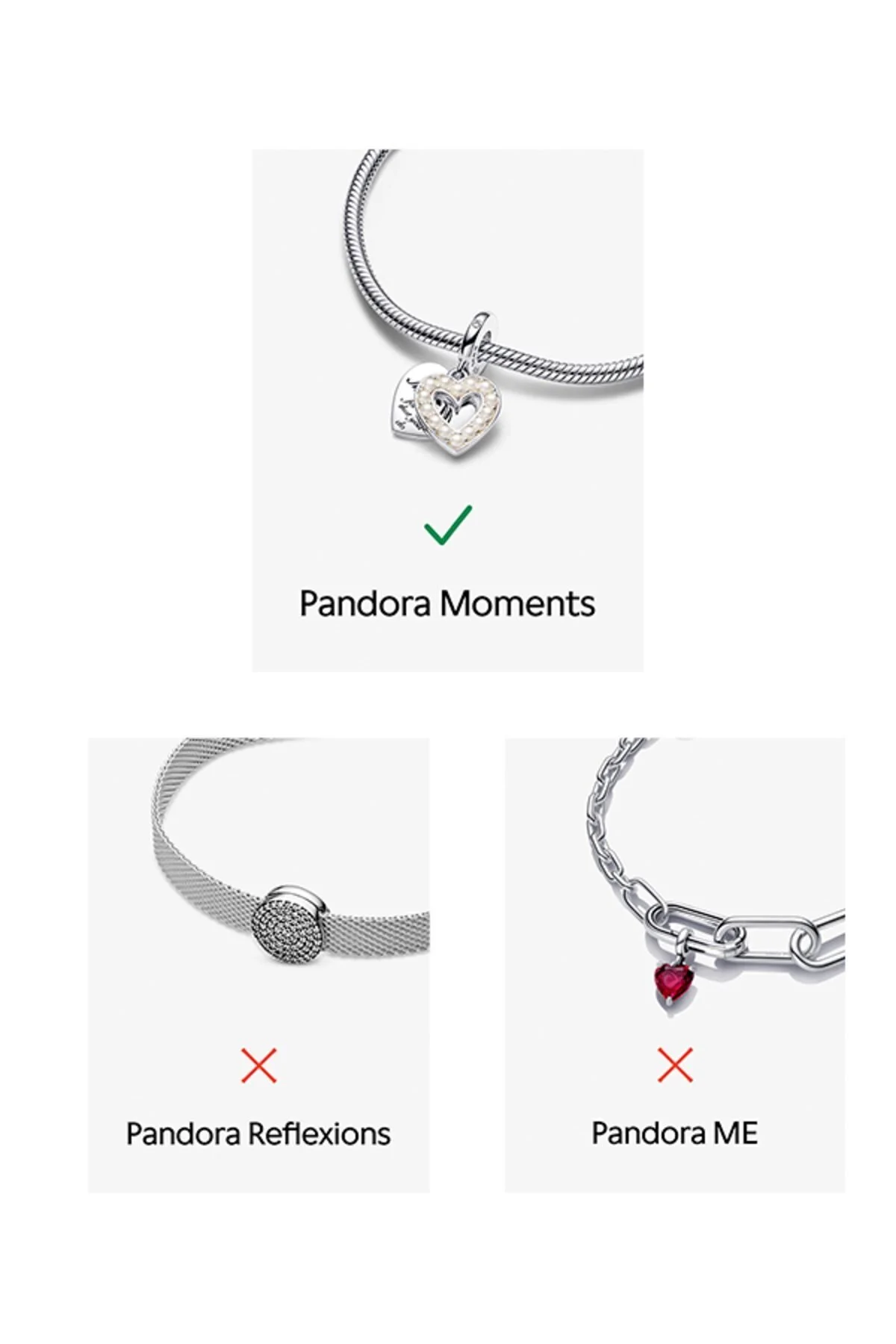 دستبند نقره ای 925 عیار 14 با روکش طلا رز گیره قلب Pandora