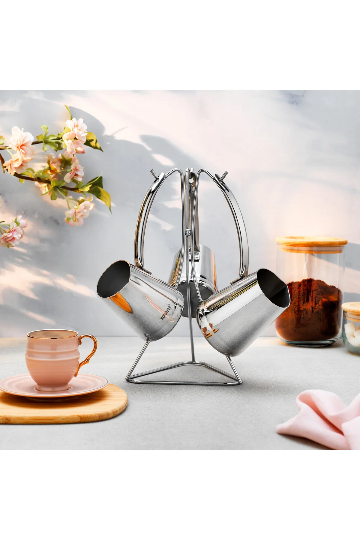 قهوه‌جوش جذوه FABIAN 3 STEAMER COFFEE 4 PIECE INOX Schafer