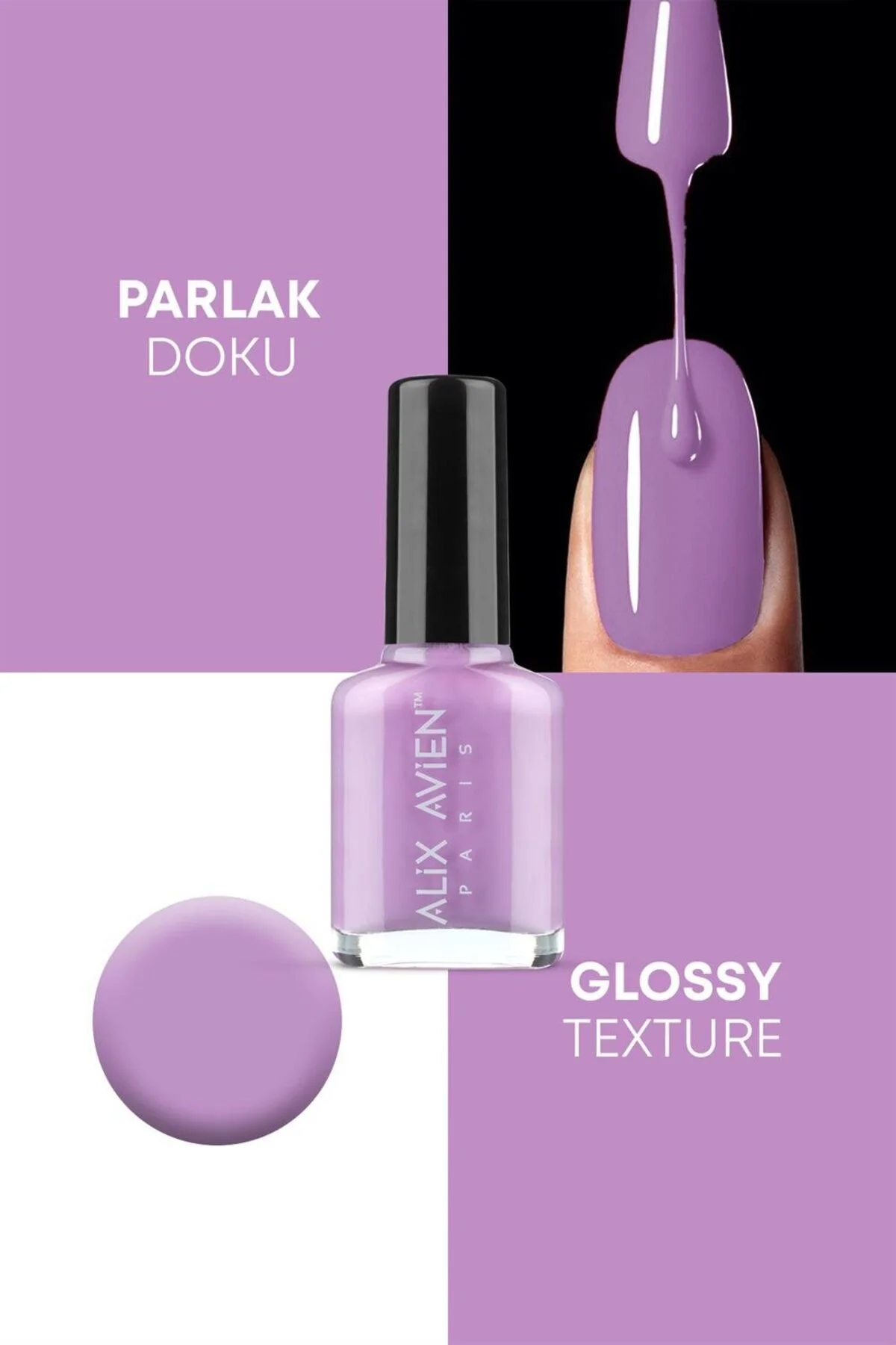 Alix Avien رنگ Lavender Pink 62 لاک ناخن با رنگ بندی بالا ماندگاری طولانی مدت خشک شدن سریع