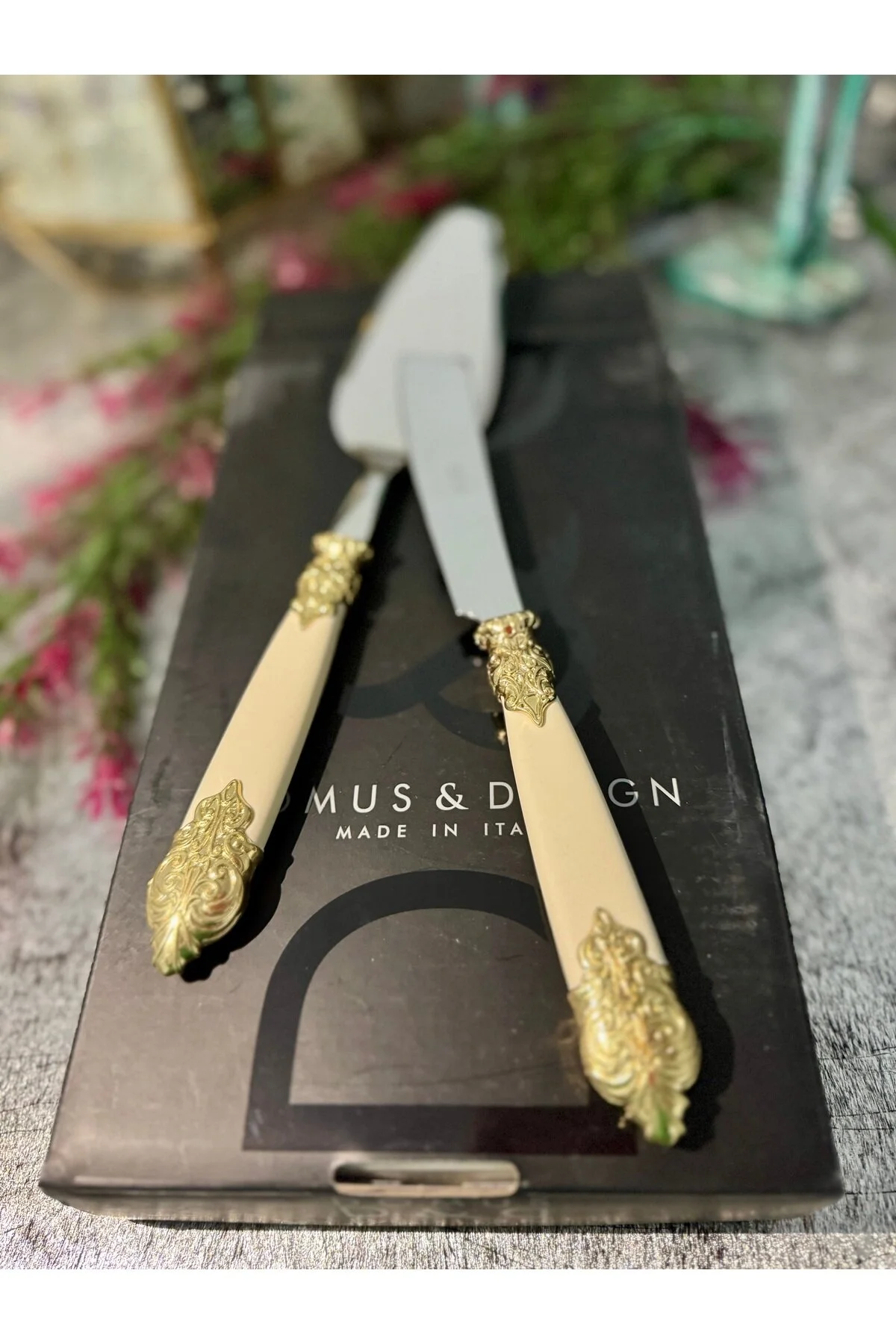 قاشق چنگال و چاقو کرم سرویس 2 قرص ESTERHOMEDECOR ایتالیایی hediye