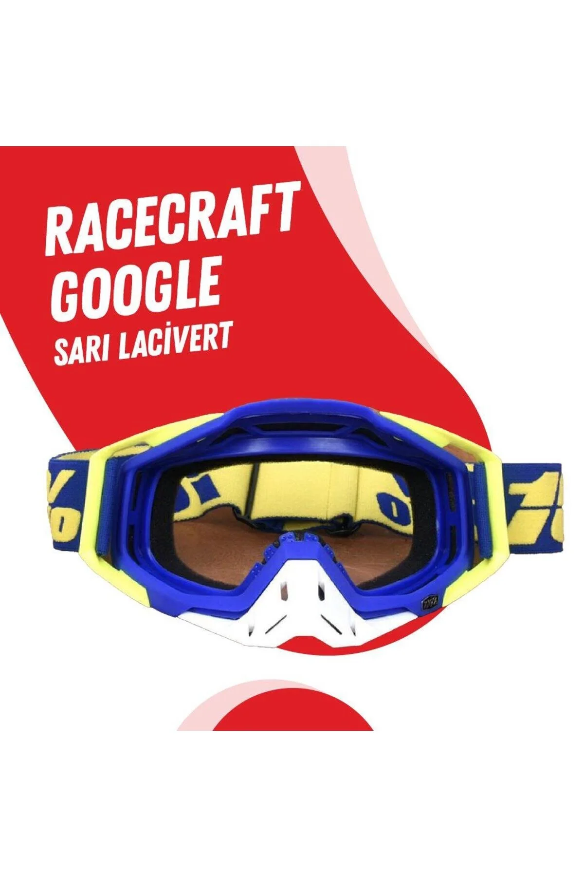 ست لوازم جانبی موتورسیکلت عینک زرد 100% RACECRAFT NAVY BLUE Airoh