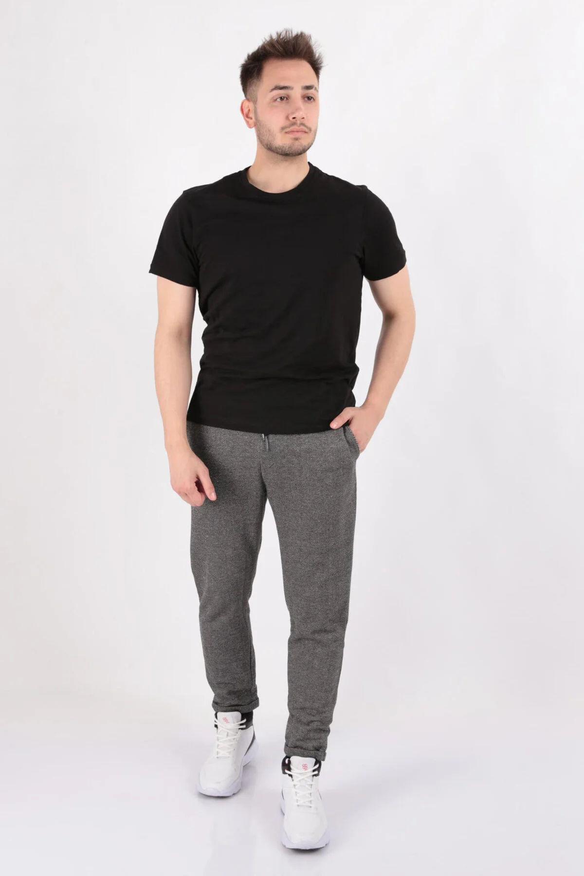 شلوار گرمکن مشکی مردانه 8016 MALE SIX اورجینال Cazador