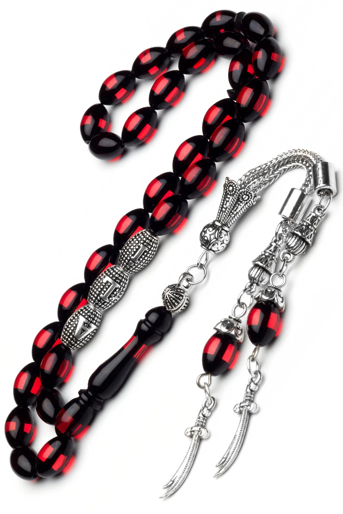 تسبیح مردانه هدیه مرد ZULFIKAR شمشیر TASSEL AMBER ROSARY ISIMLI OTTOTESBİH