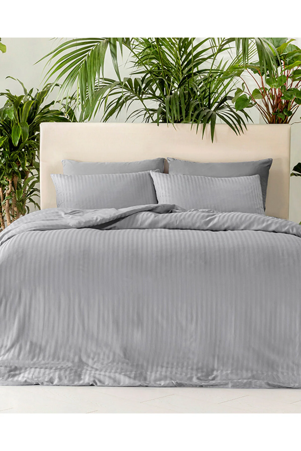 کاور لحاف دو نفره خاکستری سرویس روتختی Crystal Silki Twill Double Duvet Cover مجموعه 200X220 سانتی متر English Home