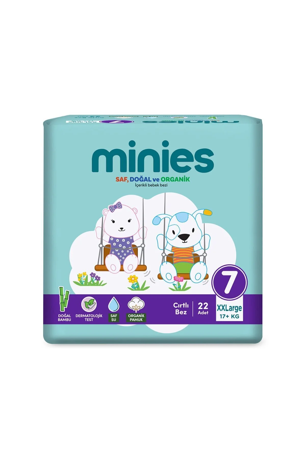 پوشک بچه XX LARGE 7 سایز 17 کیلویی 22 عددی اورجینال Minies