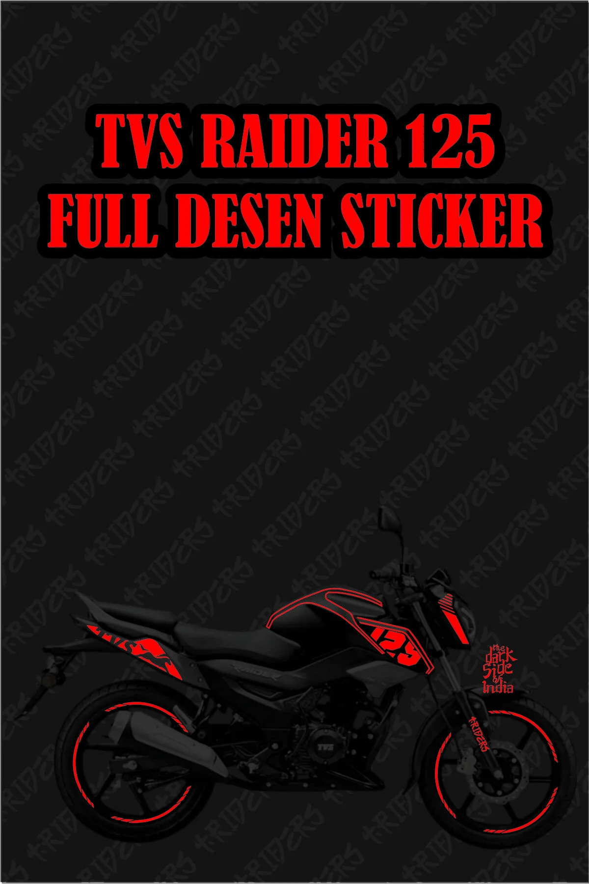 محافظ باک و برچسب TVS RAIDER 125 مجموعه کامل قرمز رنگ TRİDERS