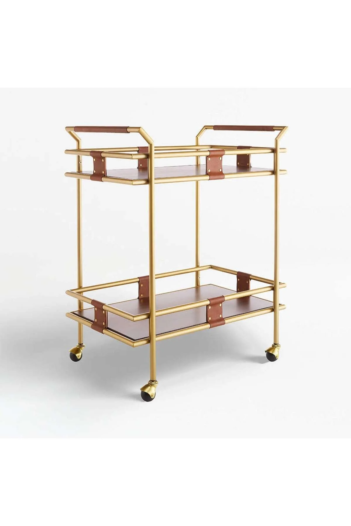 میز بغل مبلی فلزی کرت اند بررل Fae 2 Storey Bar Car راه حل ذخیره سازی شیک و کاربردی Crate & Barrel Crate & Barrel