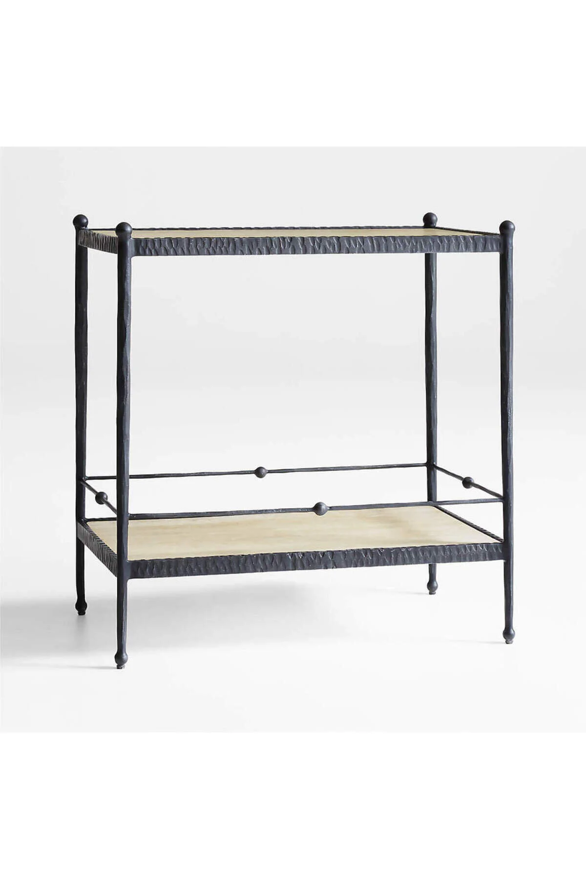 میز بغل مبلی سیاه کرت اند بررل کنسول نوار فلزی Rodin طراحی کالدرون آتنا Crate &amp; Barrel Crate &amp; Barrel