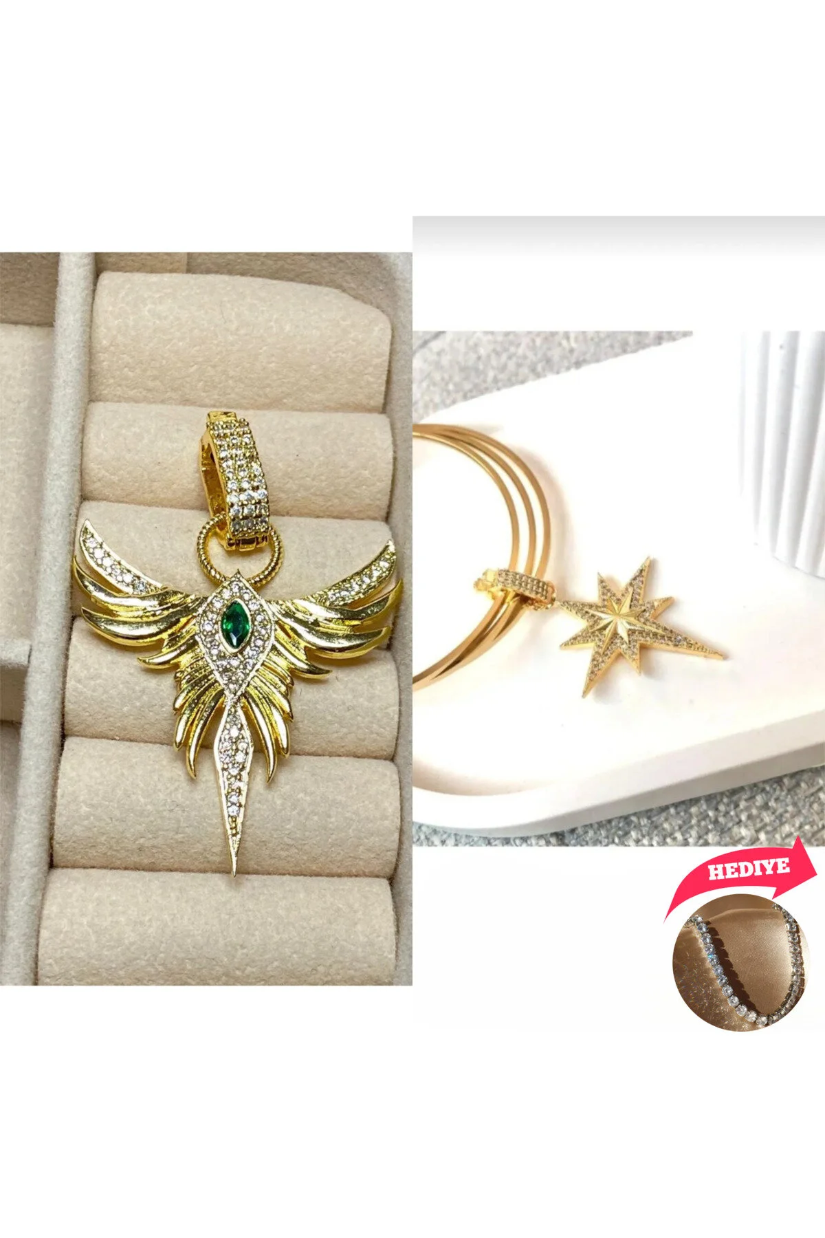 چارم 2 پک PHOENIX AND POLE STAR AJDA CHARM دستبند آبراهی هدیه.! Meyras Touch