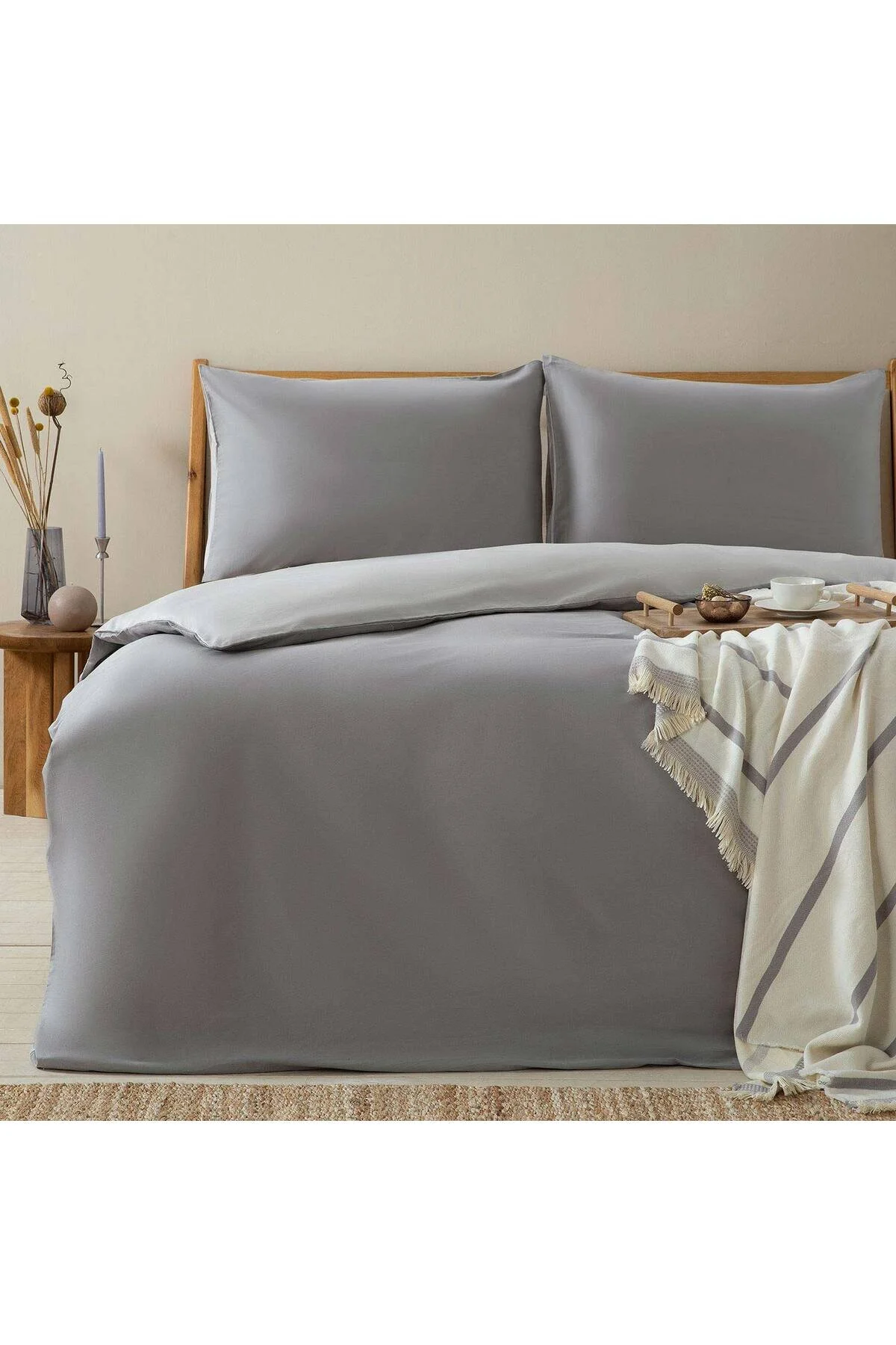 کاور لحاف خیلی بزرگ BETTIE DUVET COVER SET KING YOU 230X220 سانتی متر COLD GRI Chakra