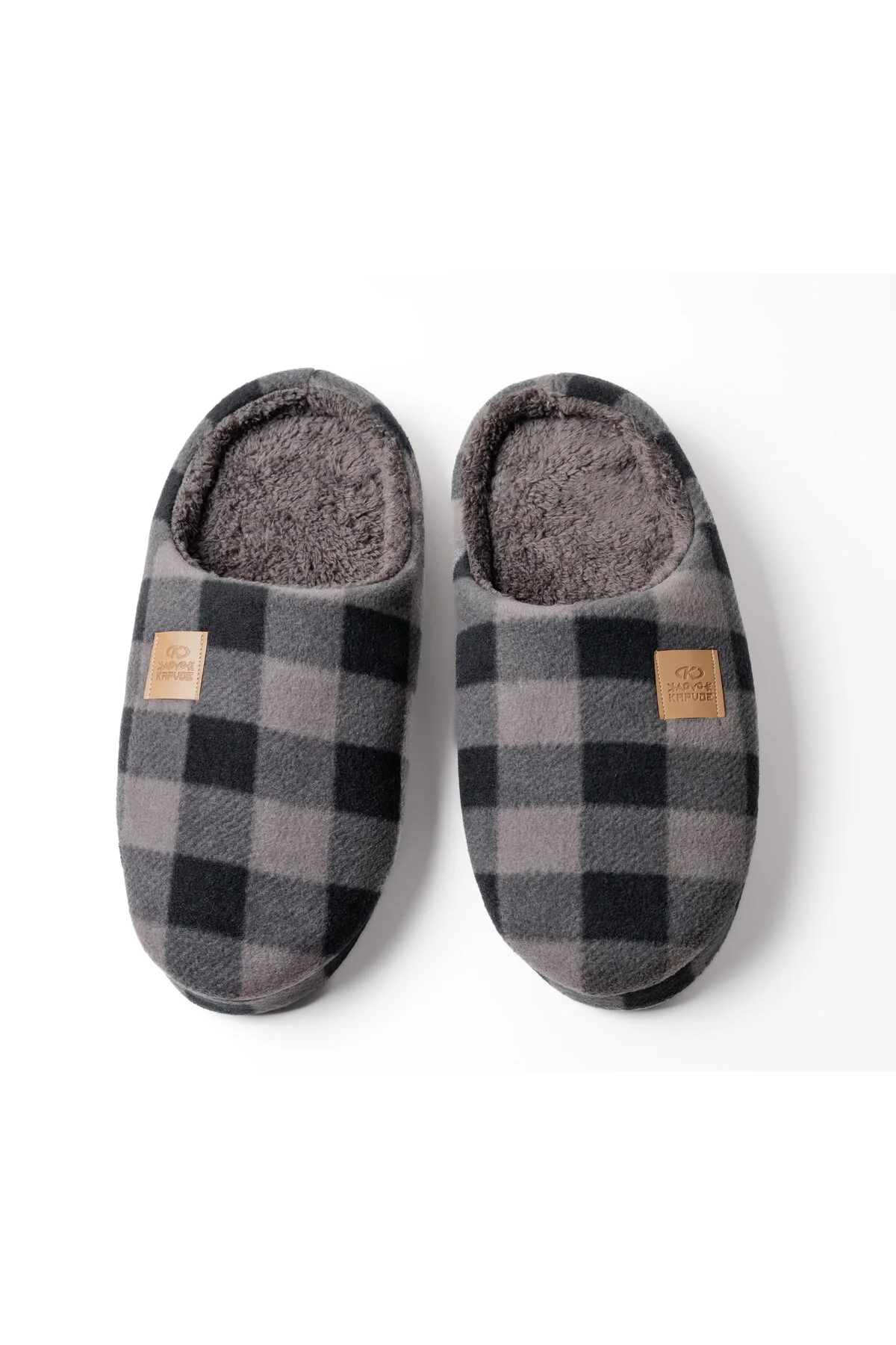 پاندو خاکستری مردانه و زنانه کفش یونیسکس GONDOL HOME PANDUFU SLIPPER قطبی استتار طرح دار بدون جزئیات داخلی مخمل خواب KAPVOE