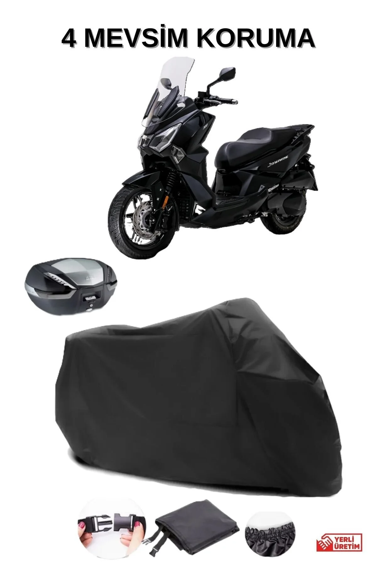 چادر موتورسیکلت موتور سیکلت ضد آب سازگار با کیسه عقب SYM JOYRIDE 300 مشکی AutoEN