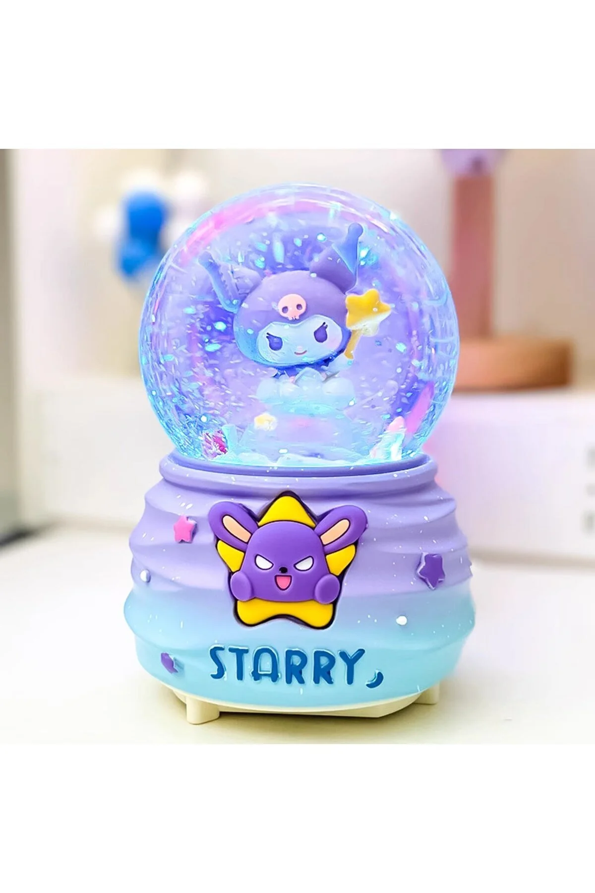 گوی برفی STARRY SANRIO KUROMI سایز متوسط ​​روشن موزیکال SNOW GLOBE از ترکیه hediyesahibi