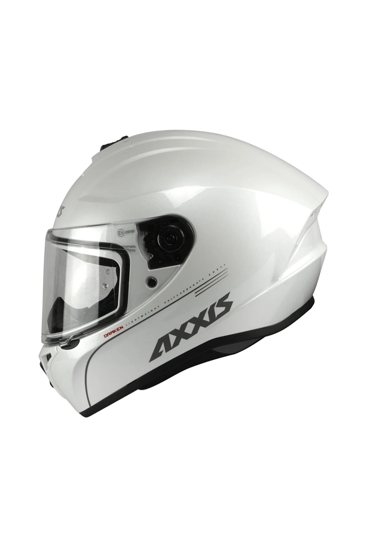 کلاه کاسکت موتورسیکلت سفید DRAKEN S SOLID V.2 A10 براق مروارید صورت کامل موتور سیکلت + ویزیر سیاه یدکی Axxis