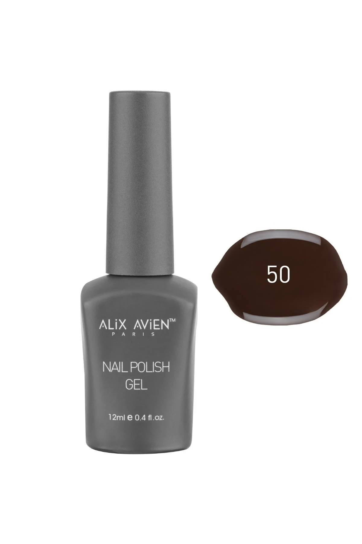 Alix Avien ناخن پایدار قهوه ای تیره 50 ژل ناخن پولیش 12 میلی لیتر ناخن پولیش UV 50