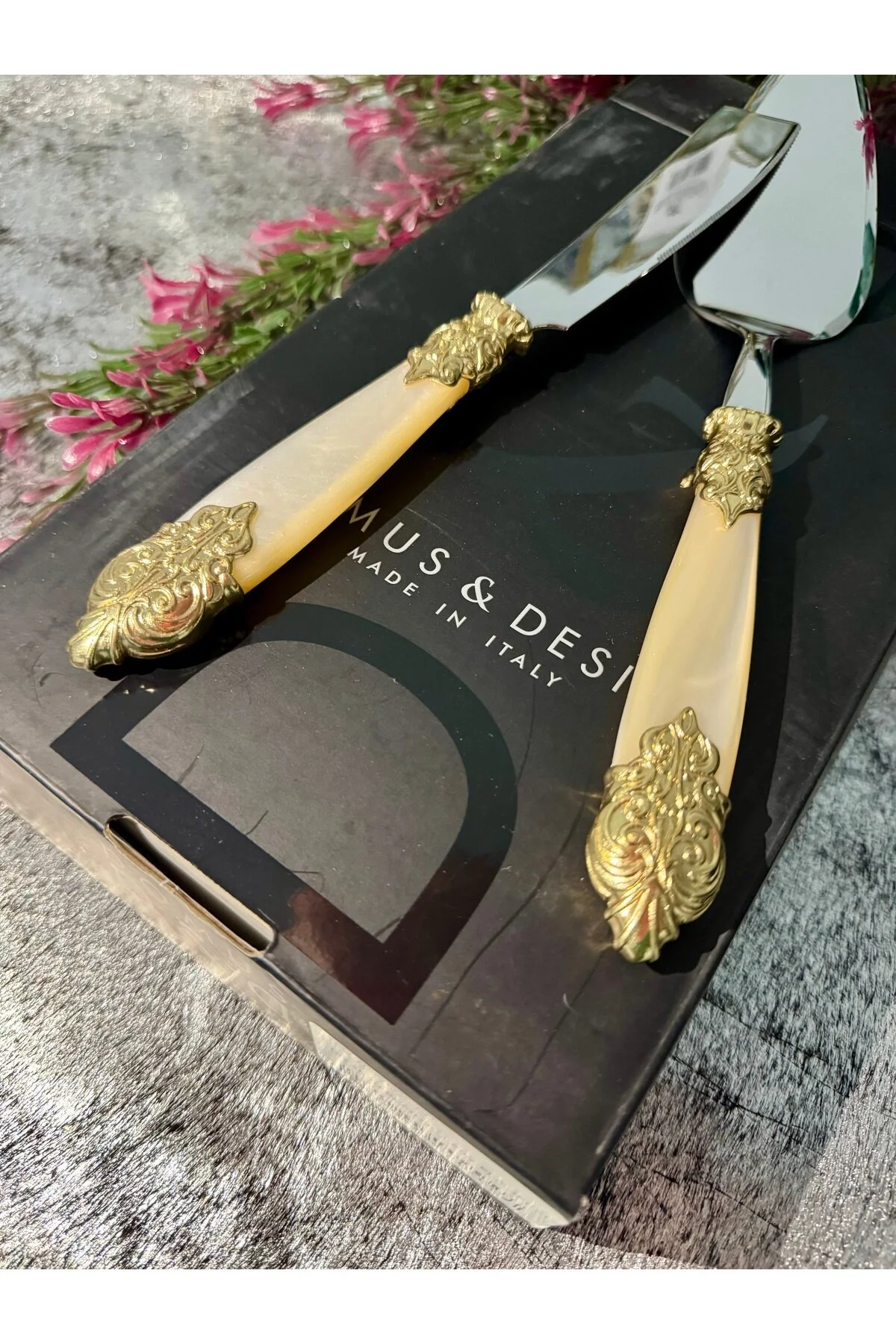 قاشق چنگال و چاقو ESTERHOMEDECOR ایتالیایی 2 قطعه سرویس SEDEFLI کرم hediye