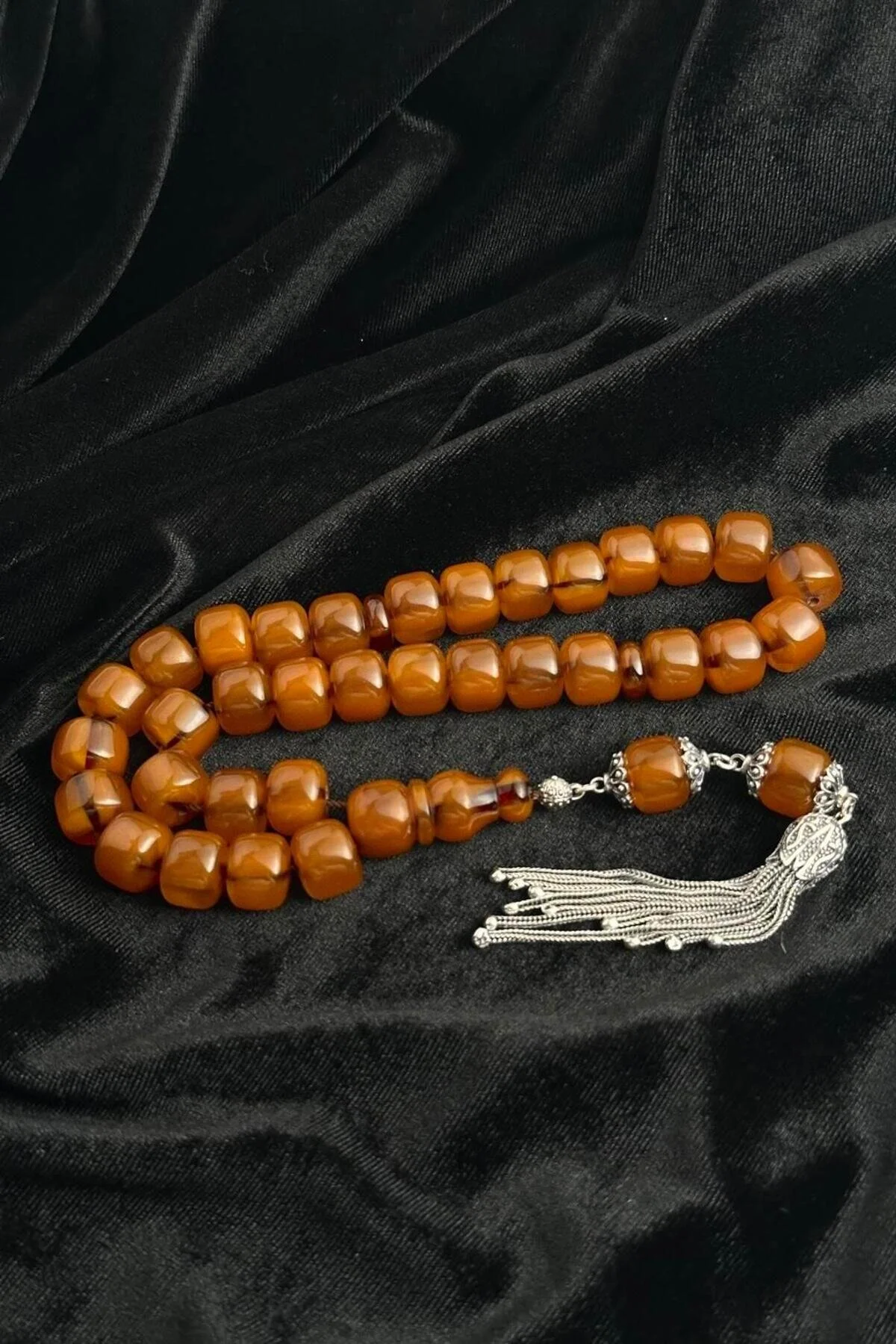 تسبیح روش قدیمی باد ROSE HARELIN AGA SERIESING SQUEEZING DESIGN AMBER SILVER dergah tesbih