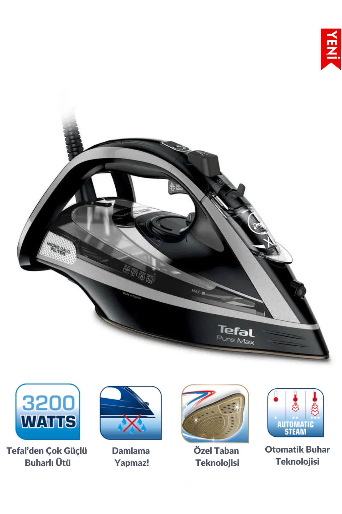 اتو بخار 3200W ULTIMATE PURE LIME BUSTER PREMIUM STEAM IRON بسیار قدرتمند شرکت تفال اورجینال TEFAL