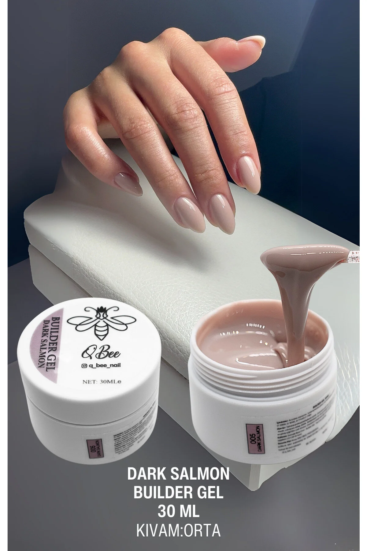 ژل بیلدر ناخن مصنوعی 30 میلی لیتر رنگ قهوه‌ای بدون TPO و HEMA QBEE PROFESSIONAL