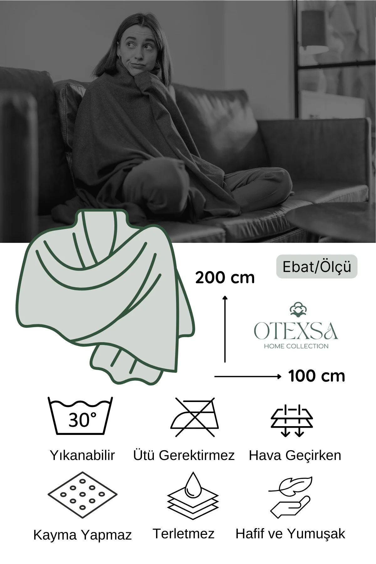 روکش مبل شال صندلی موزین پتو تلویزیون 100 200 سانتی متر OTEKS HOME COLLECTİON