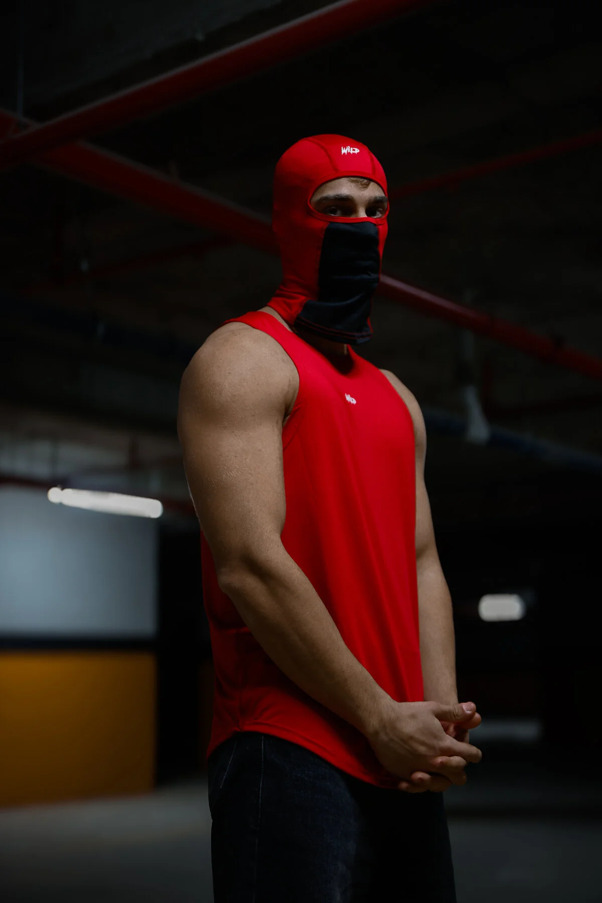 ماسک و بالاکلاوا موتور ورزشی حرارتی BALAKLAVA سایه سیاه قرمز رنگ Wild Athletic