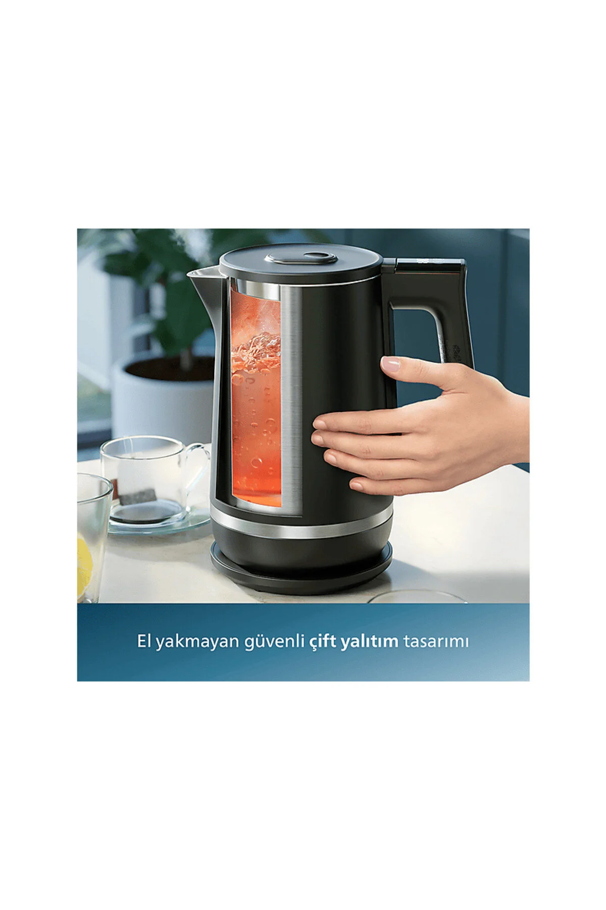 کتری برقی و گرم کن آب 7000 سریال آبگرم شده عایق دوتایی 1.7 ظرفیت LT پوشش بهاری جوش سریع HD9396 90 فیلیپس Philips