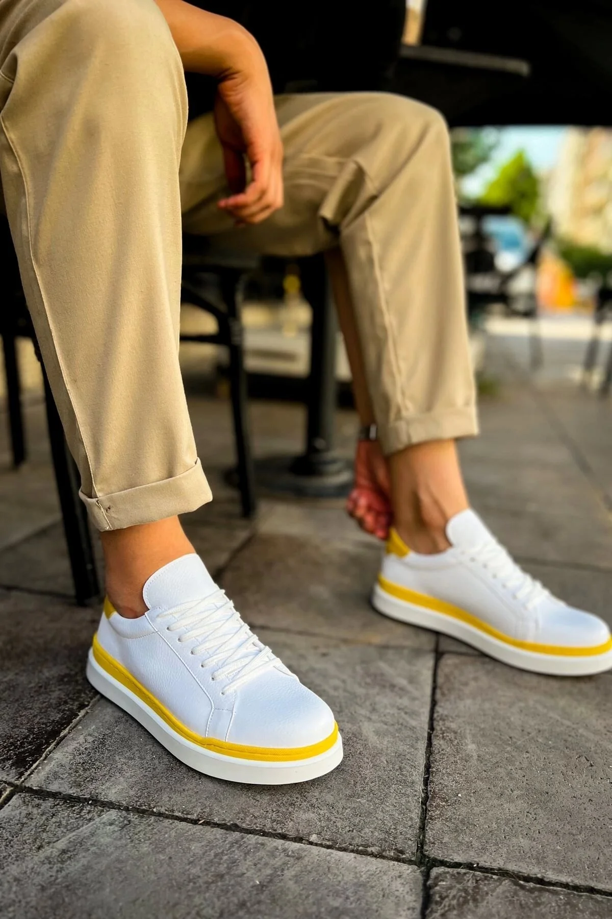 کفش مردانه CH979 SANTONI GBT SPORTS مردان سفید زرد چکیچ Chekich
