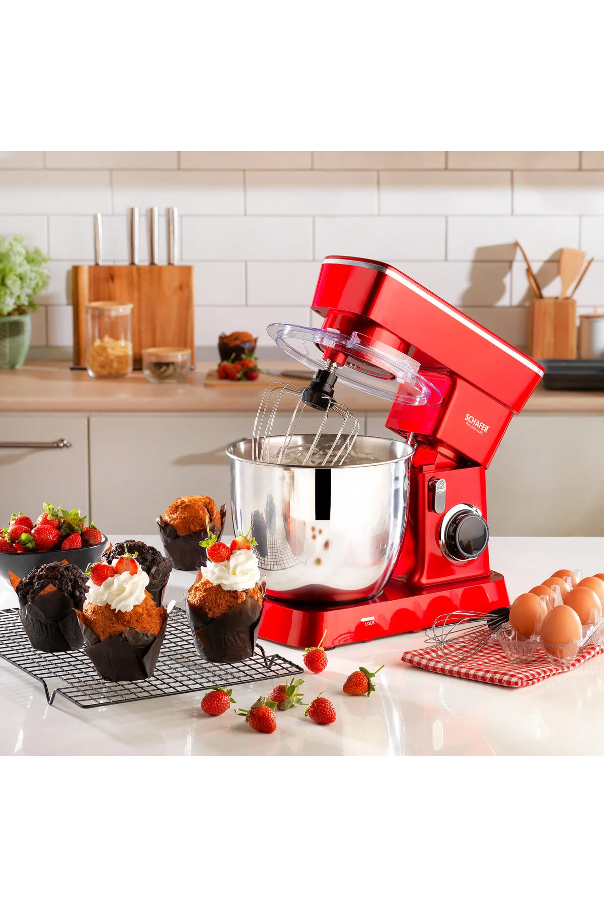 میکسر و ست PROCHEF GUSTO STAND MIXER RED Schafer