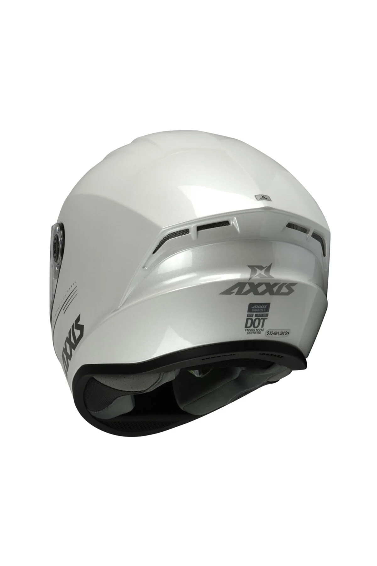 کلاه کاسکت موتورسیکلت سفید DRAKEN S SOLID V.2 A10 براق مروارید صورت کامل موتور سیکلت + ویزیر سیاه یدکی Axxis