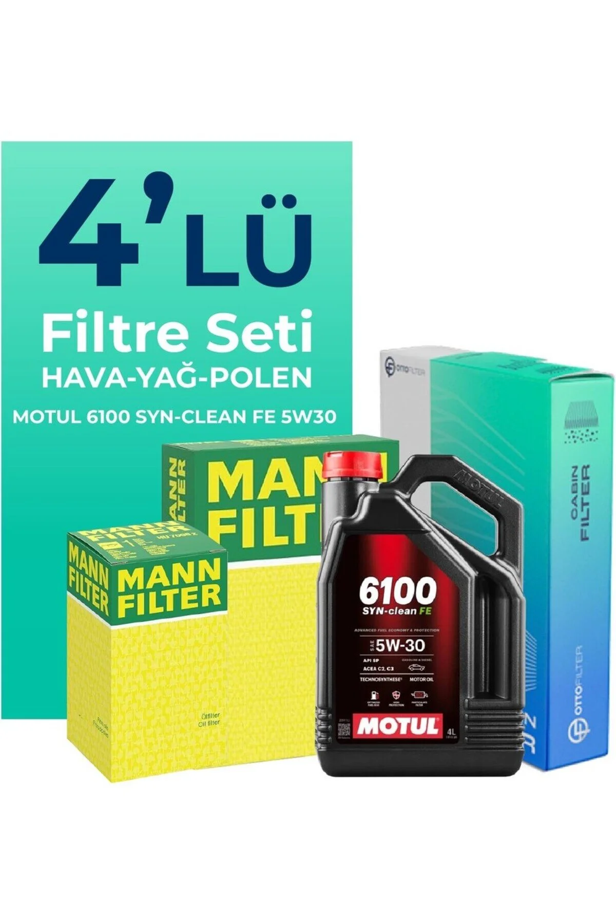 ست فیلتر خودرو مجموعه تعمیر و نگهداری بنزین MANN MERCEDES A180 با روغن موتور MOTUL 2012 2018 4 عدد Genel Markalar