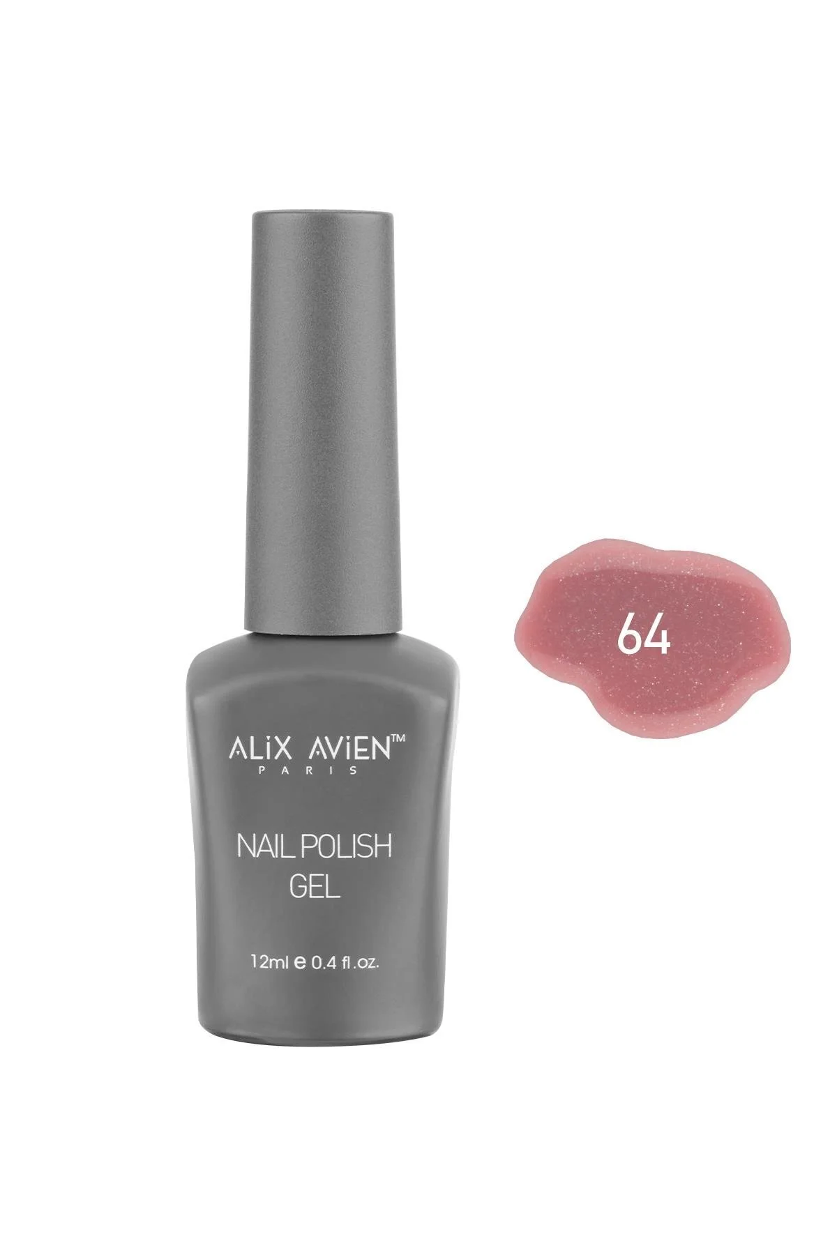 Alix Avien رنگ ناخن ماندگار صاف و درخشان صورتی مات ۶۴ ژل ناخن ۱۲ میلی لیتر رنگ ماندگار ناخن UV ۶۴