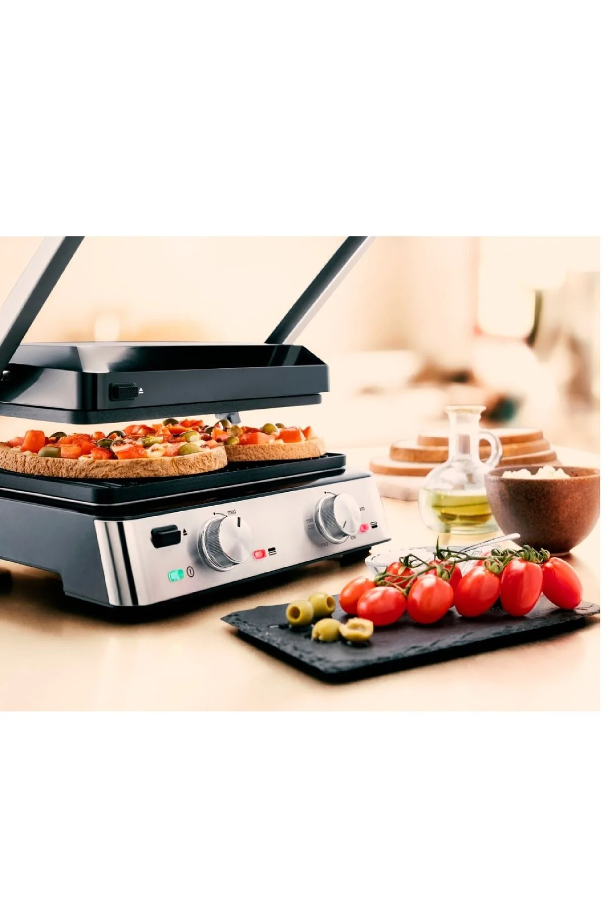 دستگاه ساندویچ و تست MULTIGRILL 7 کاملا قابل گسترش گریل توستر کاربردی چدنی فولاد ضد زنگ اورجینال Braun