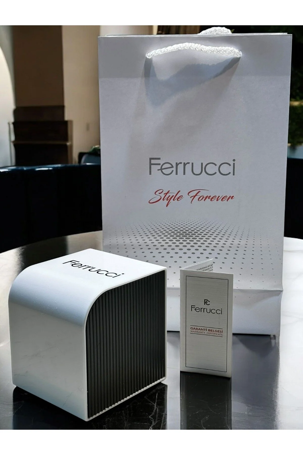 ساعت 24 ماه گارانتی FERUCCI 30 MT ضد آب بند مش استیل رزگلد مچی زنانه FRC 27 A Ferrucci