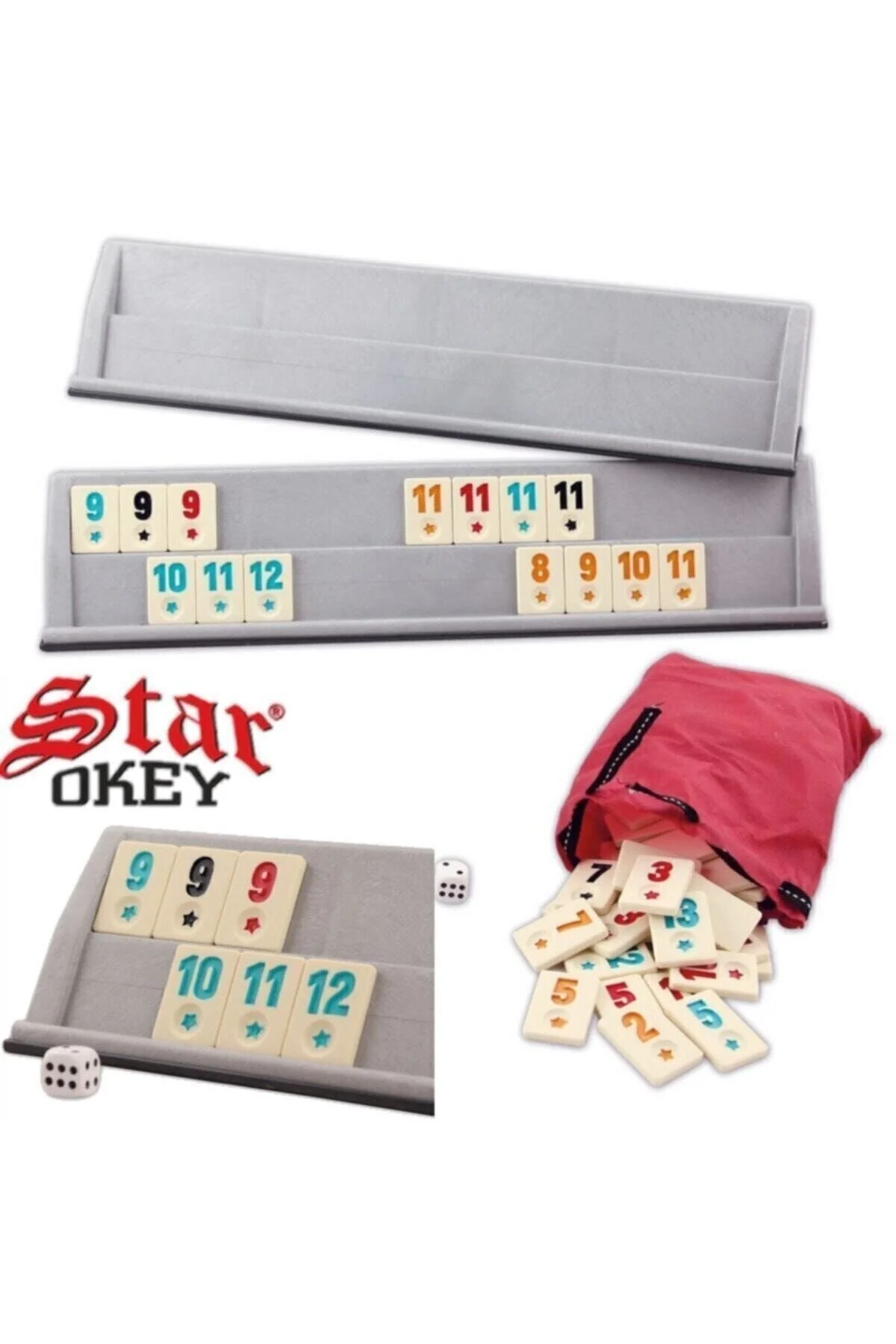 دست اُکی بازی ترکی ستاره لوکس پلاستیکی OKEY FLASH 1. کیفیت ISTAKA 43 سانتی متر خانه تیم پلاستیک پیک نیک Star Okey