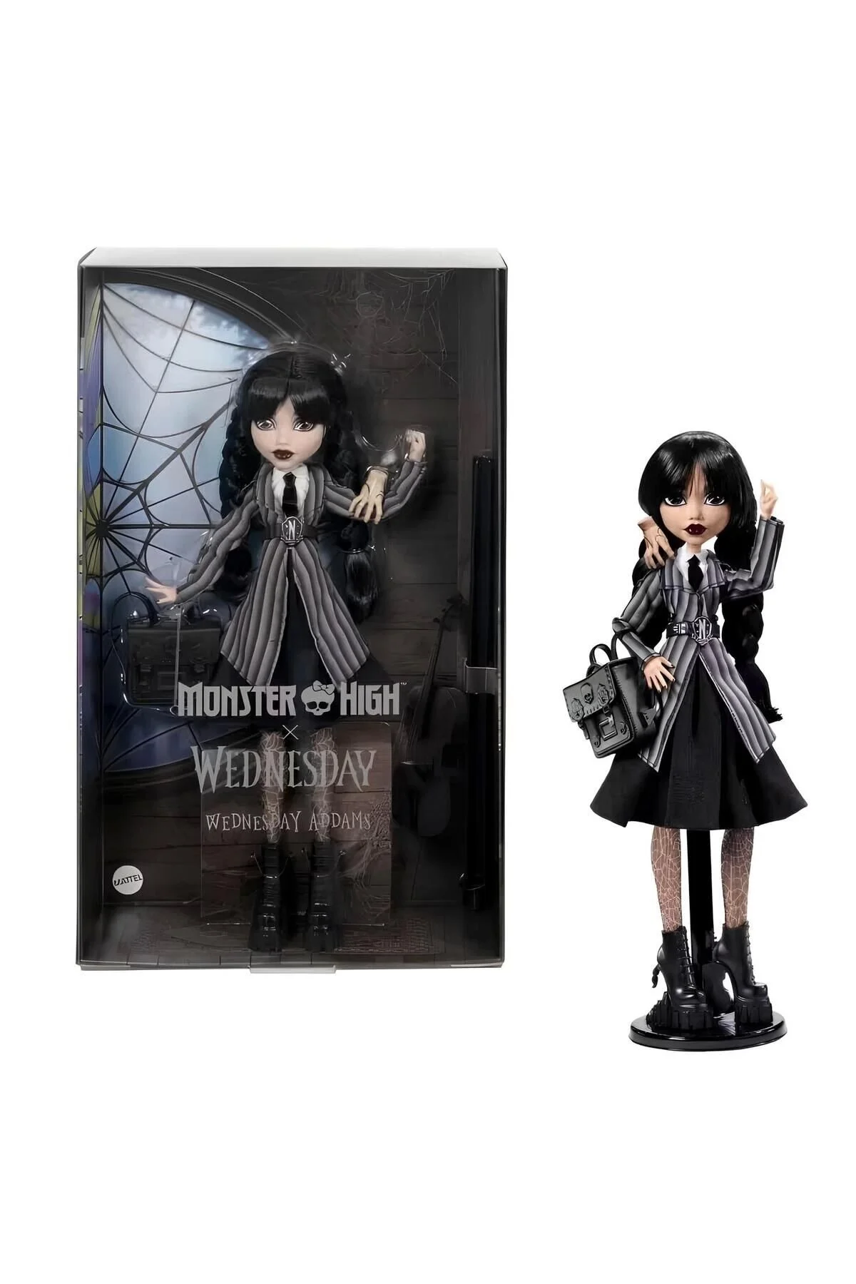 عروسک های مدل پسرانه و دخترانه بچگانه چهارشنبه ADDAMS BABY HXJ04 در لباس مدرسه MONSTER HIGH