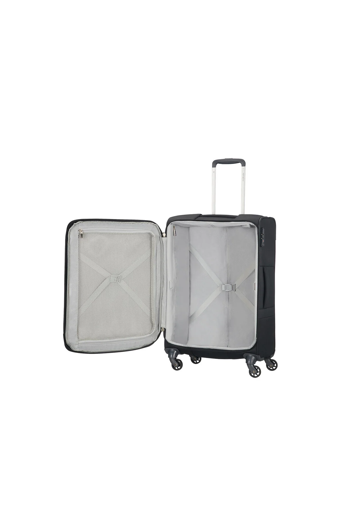 چمدان و ساک مشکی مردانه زنانه پارچه ای بزرگ 78 سانتی متری 4 چرخ پایه بوست 11663 Samsonite
