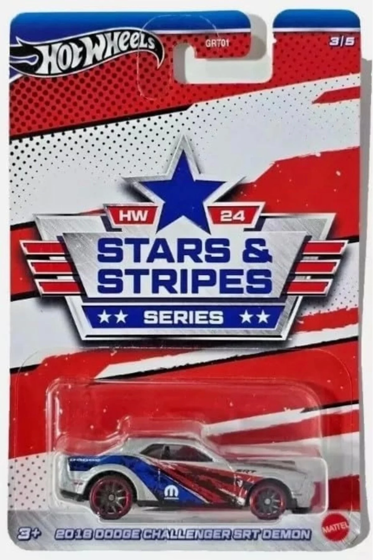 مدل خودرو STARS STRIPES SERIES 2018 DODGE CHALLENGER SRT DEMON HRW64 از ترکیه HOT WHEELS