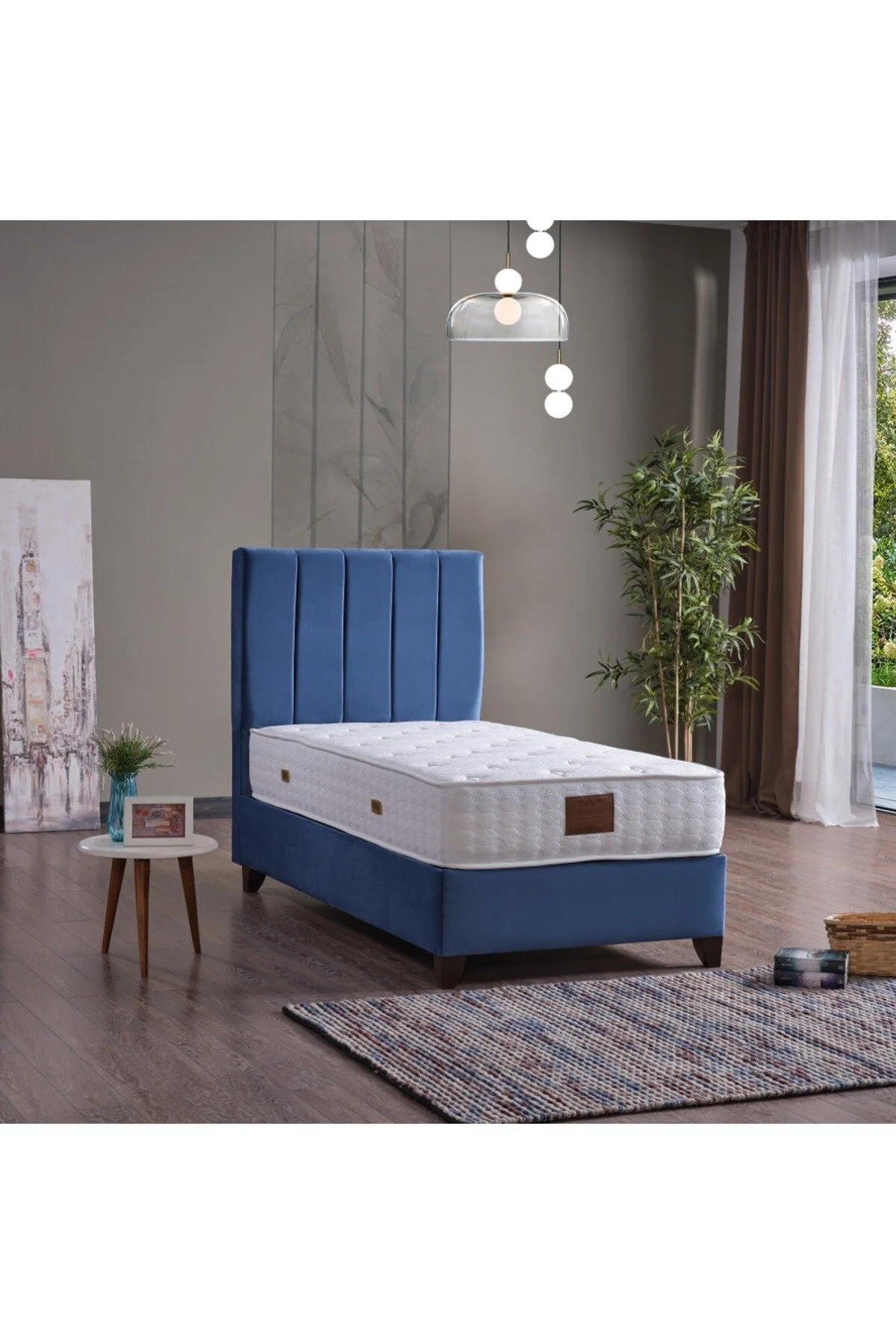 باکس تخت با فضای ذخیره BLUE STAR BASE + TITLE BED SET 3 آبی Yatakcım