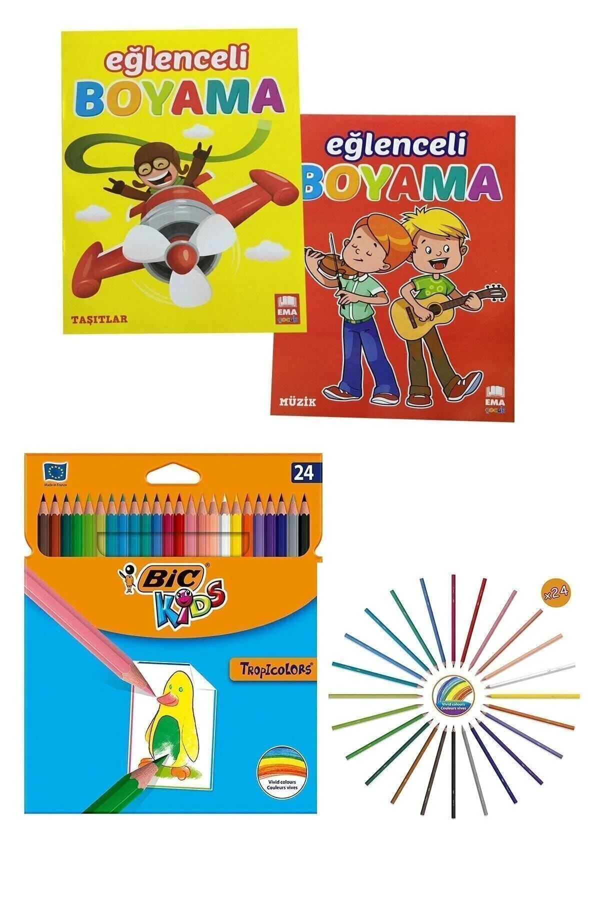 Bic کتاب رنگ آمیزی 24 تکه مداد رنگی Tropicolor B.s tropi-gifti-set
