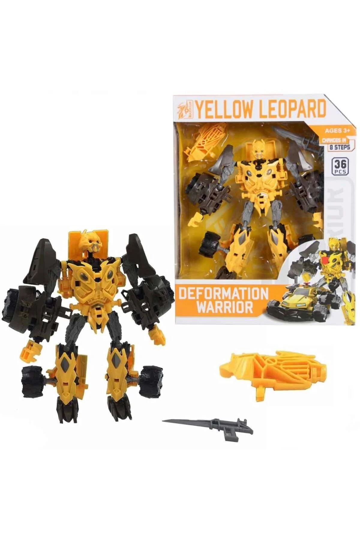اسباب بازی های فیگور دیگر ROBOT WARRIOR DEFORMATION TRANSFORMING CAR OPTIMUS PRIME GRIMLOCK 18 CM YELLOW TRUST STORE