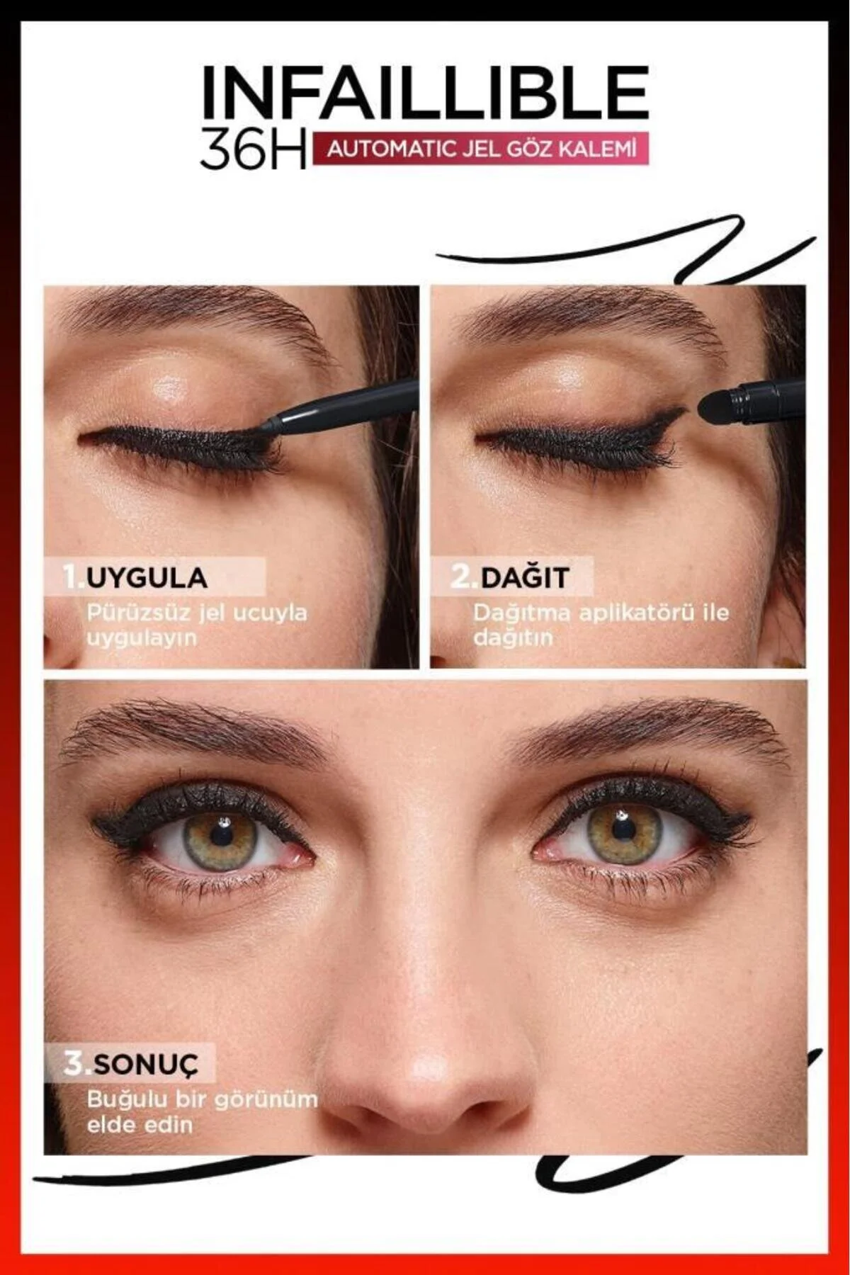 مداد چشم ژل اتوماتیک با رنگ بوردو مدل 13 Velvet Bordeaux لورآل پاریس L'Oreal Paris