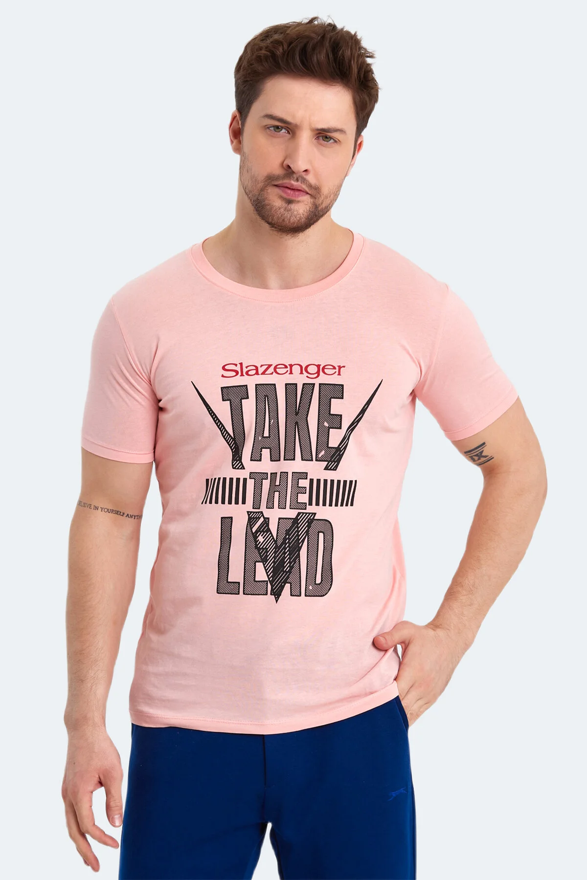 رکابی ورزشی صورتی مردانه ماهی قزل آلا T Slazenger