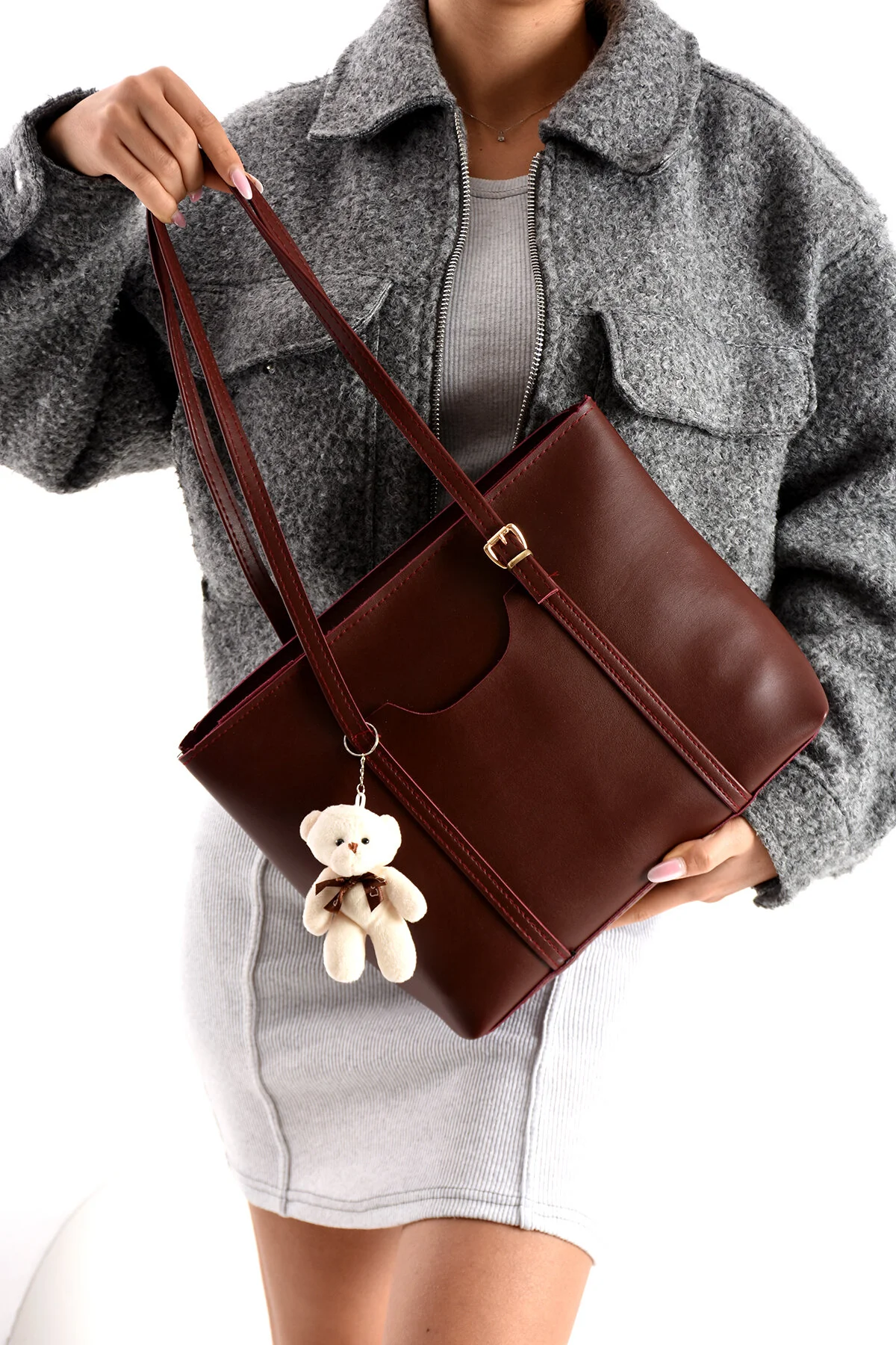 کیف شانه ای زنانه قرمز CLARET سایز 24X35 Kaya Bag
