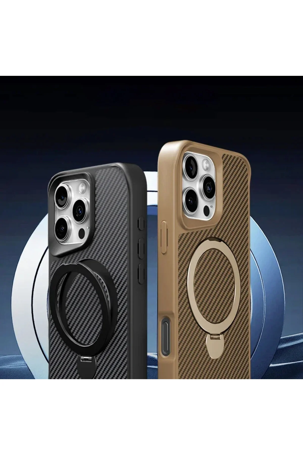 کاور و قاب سازگار با IPHONE 16 PRO CASE FIBER CARBON APPEARANCE MAGSAFE که می تواند پایه باشد Coverzone