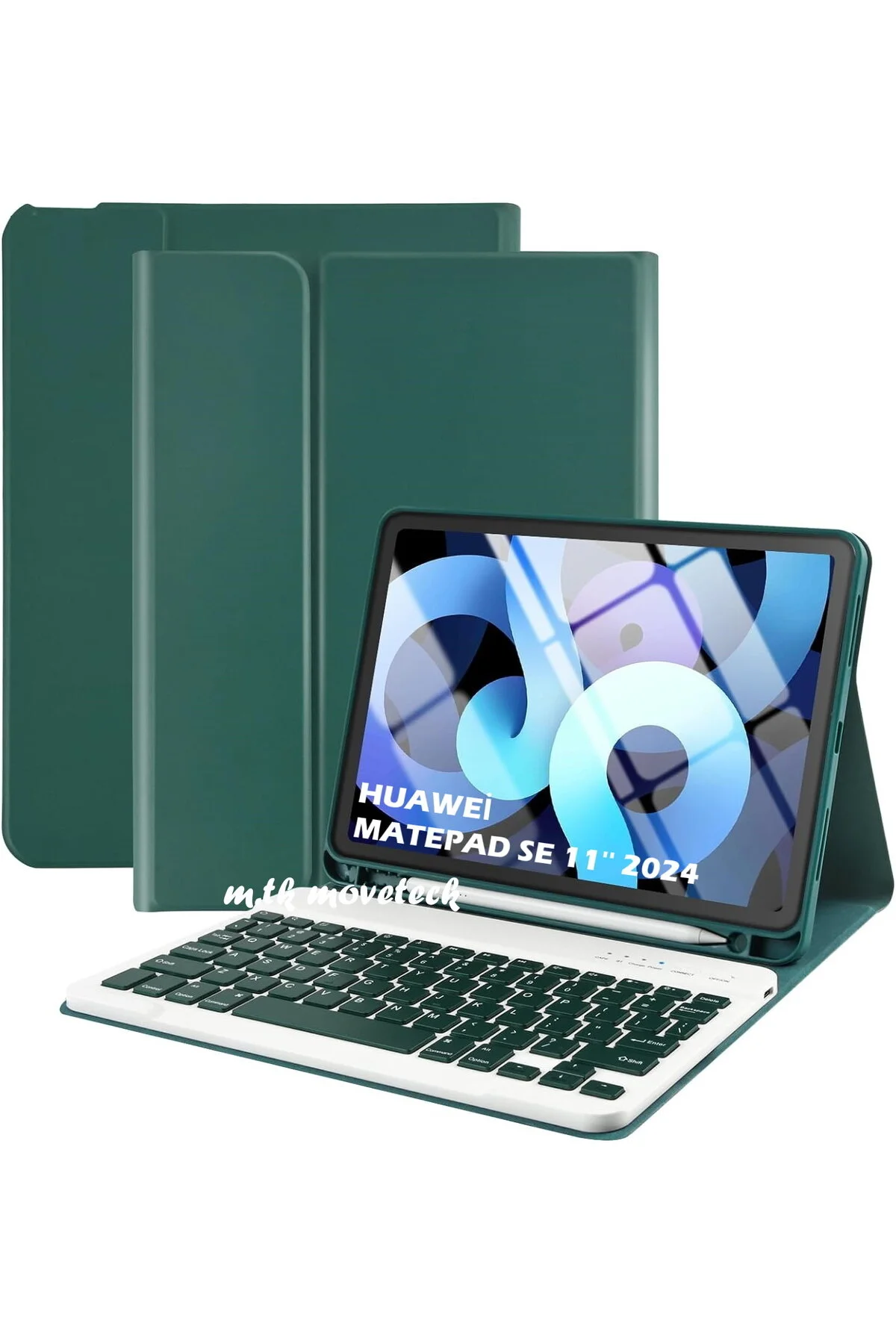 کاور تبلت قاب مغناطیسی سازگار با بلوتوث HUAWEI MATEPAD SE 11 اینچ صفحه کلید محفظه قلم پایه m.tk moveteck