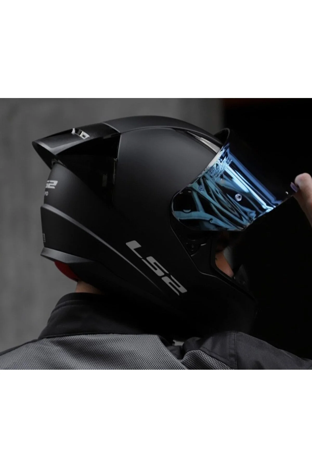 کلاه کاسکت موتورسیکلت مشکی 2 RACE MATTE FULLFACE MOTORCYCLE با شیشه آبی LS2