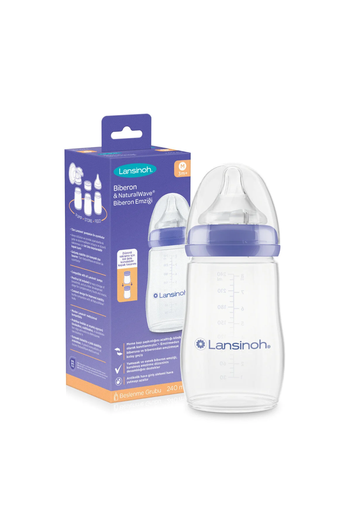 شیشه بنفش پستانک بطری & ® 240 میل LANSINOH